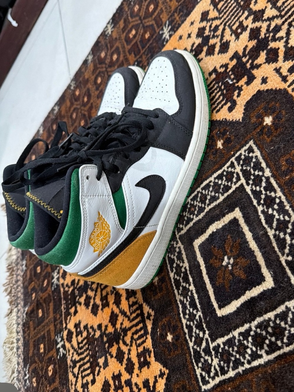 Nike Men’s High-Top Sneakers in White, Black, Green & Gold